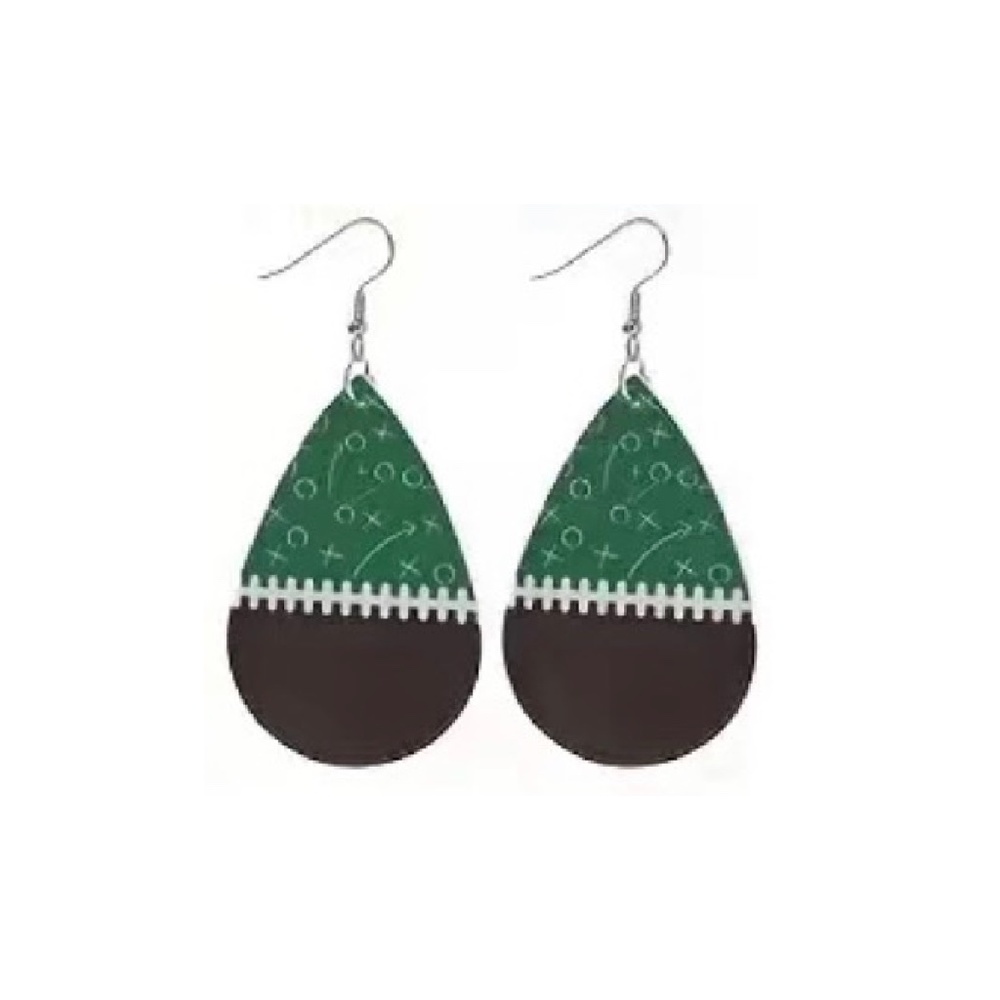Football Rugby Faux Leather Dangle Teardrop Earrings Sporty Team #8 New